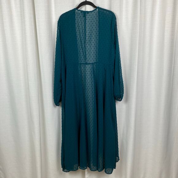 Torrid Teal Green Clip Dot Chiffon Kimono Sz.0 - Picture 10 of 15